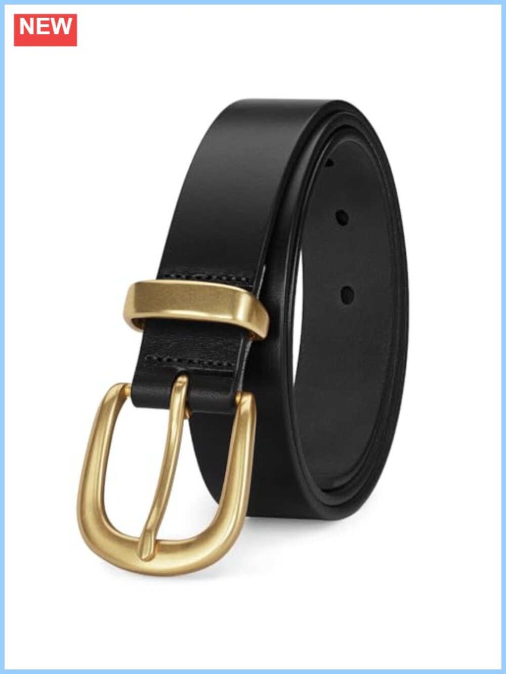 Womens Full Grain Leather Belt 1.1" Gold Buckle Gift Boxed
